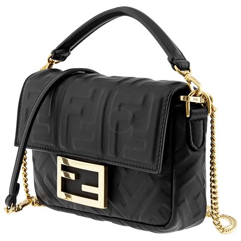 black fendi baguette bag|fendi baguette black leather.